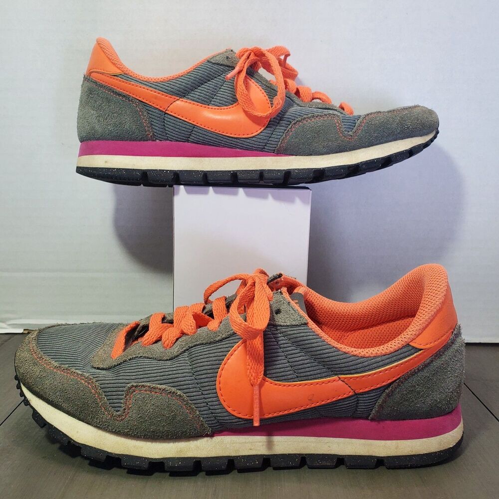 Nike Air Pegasus 83 407477-302 Women's 8 Gray Orange Suede Sneakers